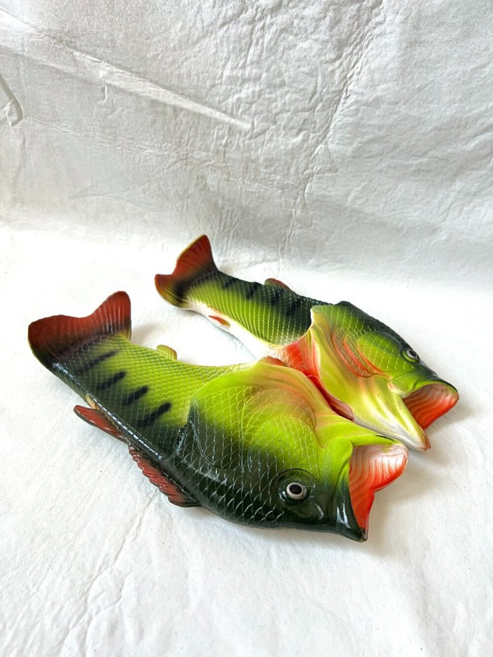 Fish Flops bass shaped slide sandals 44 45 US mens 10 green fishing